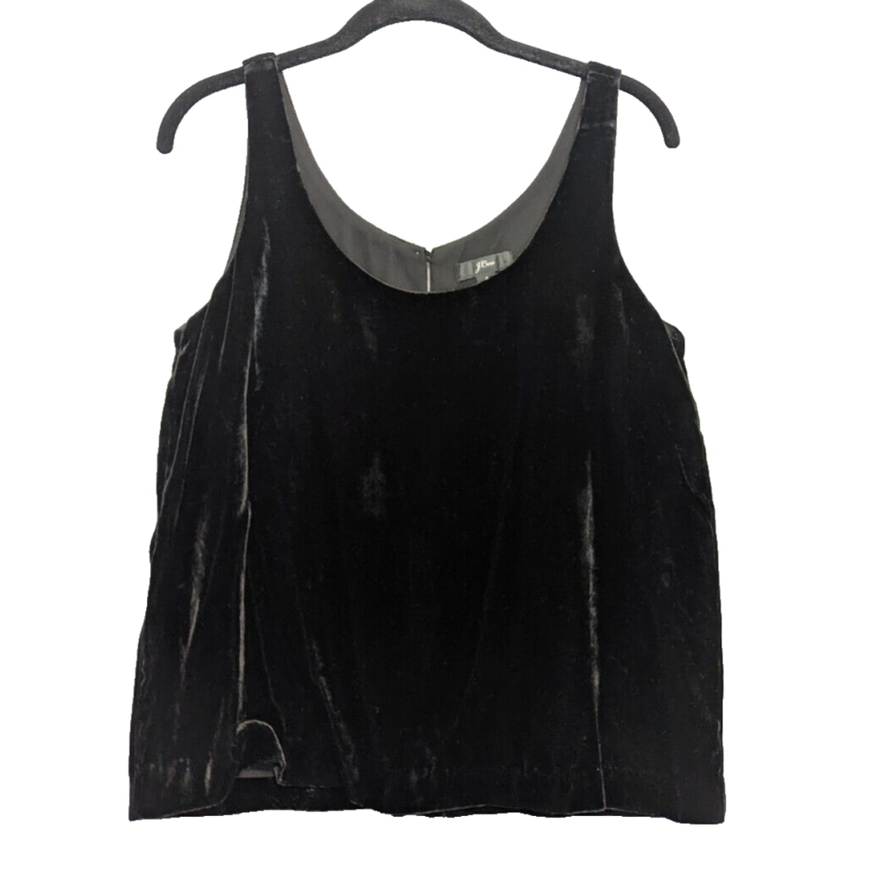 J Crew Tank Top‎ Womens 4 Black Velvet Sleeveless Casual Witchy Goth Vampire